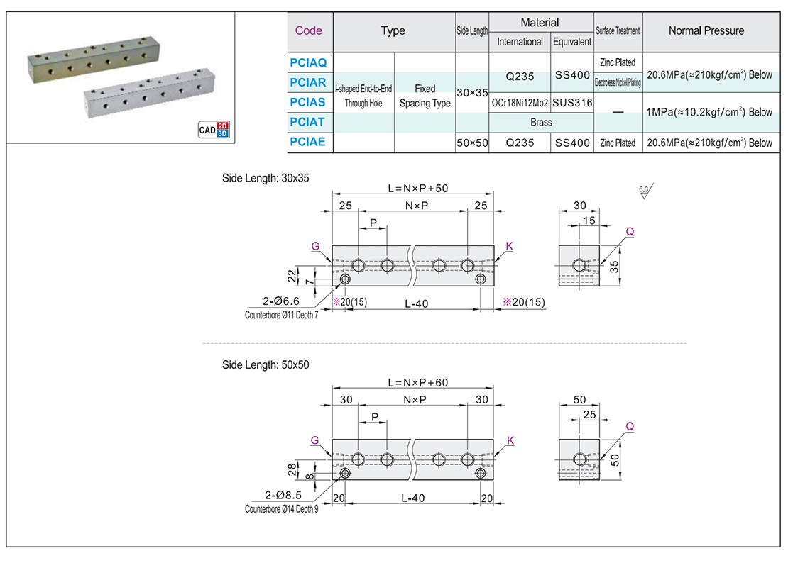 Oil/water pressure with connecting block I-shaped end face penetration spacing fixed typeTexture map