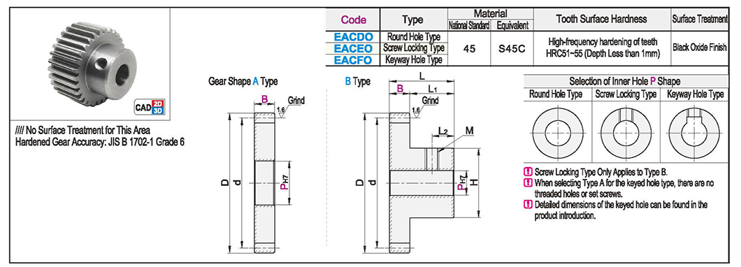 Grinding spur gear module 1.0/1.5/2.0/2.5/3.0 Pressure Angle 20°Texture map