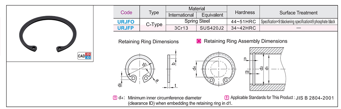 Hole retainer spring steel/stainless steel type CTexture map