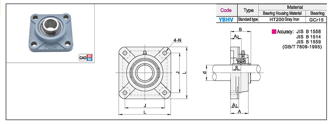 Seat bearing casting - with square seat outer spherical ball bearing clearance fitTexture map