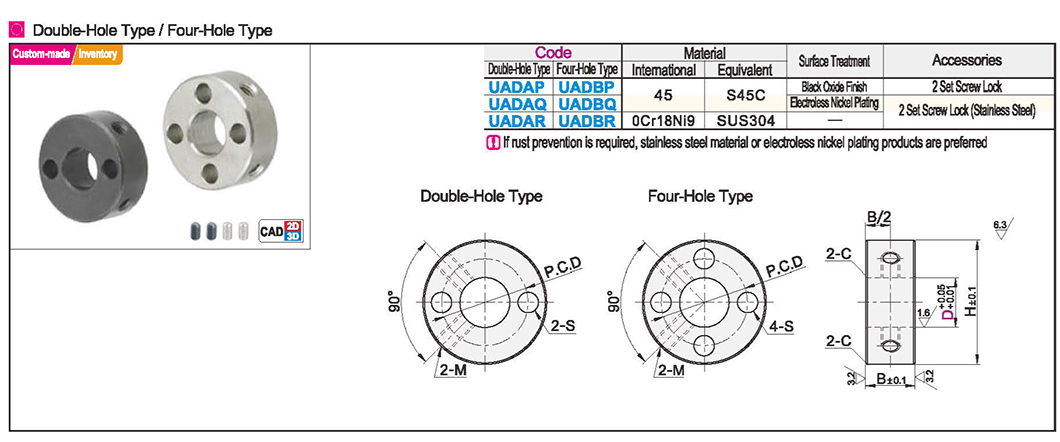 Fixing ring setting screw locking type - double pass/four pass typeTexture map