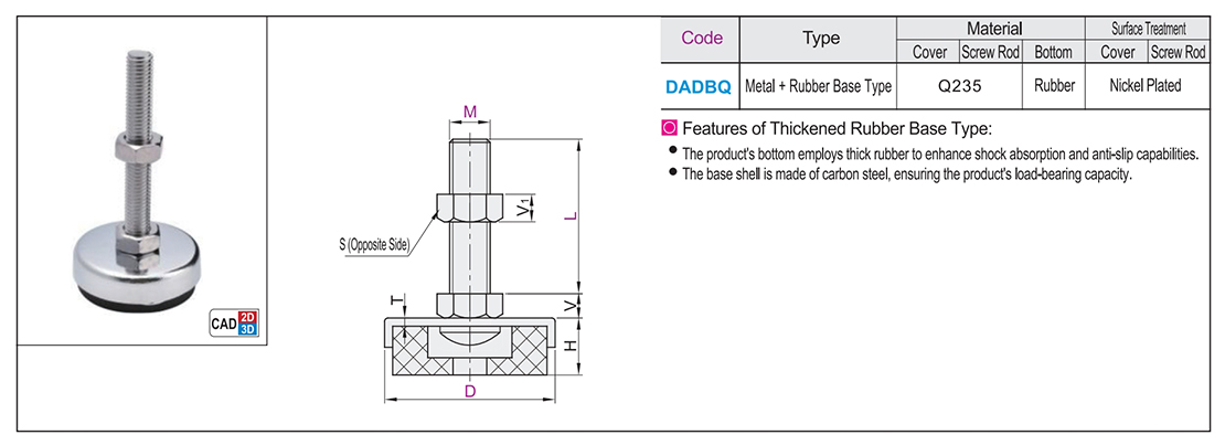 Medium load type shock-proof foot cup fixed adjusting type metal + rubber base typeTexture map