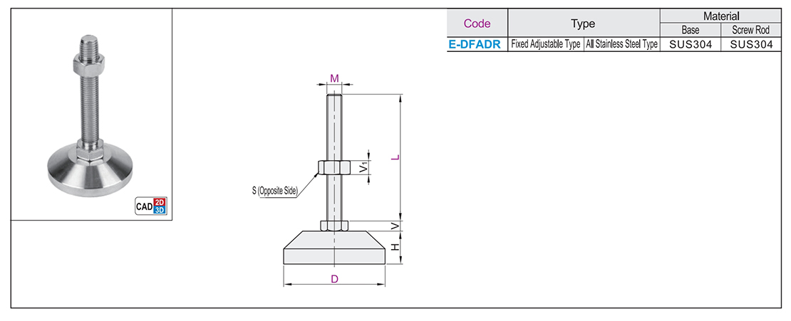 Economical foot cup Heavy duty fixed adjustment all stainless steelTexture map