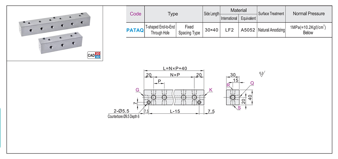 Air pressure with connecting block T-shaped end face through the spacing fixed typeTexture map