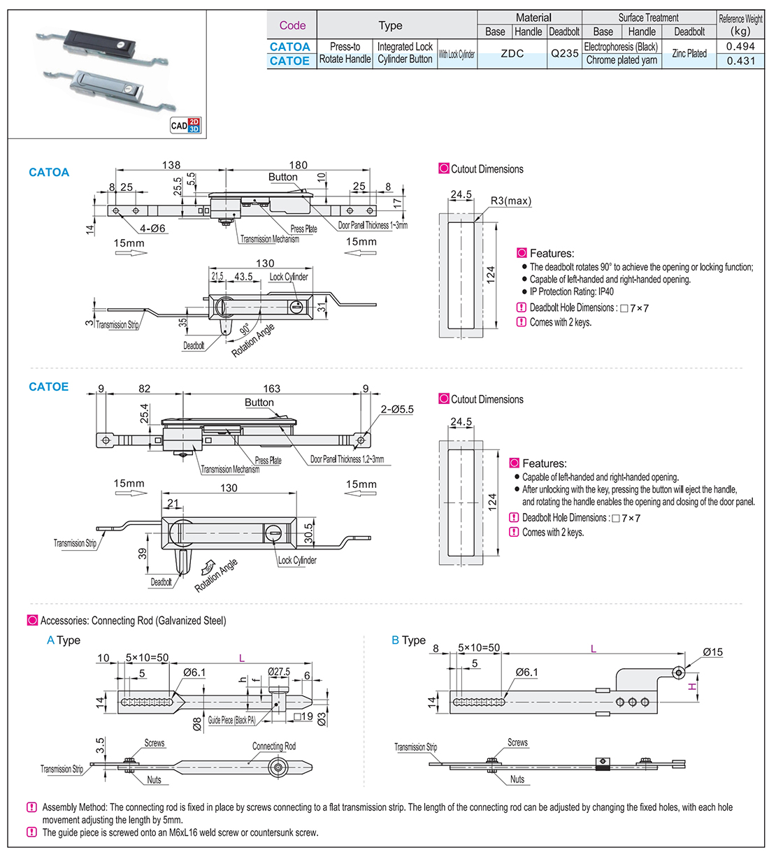 The connecting rod lock handle presses the rotary lock core integrated buttonTexture map