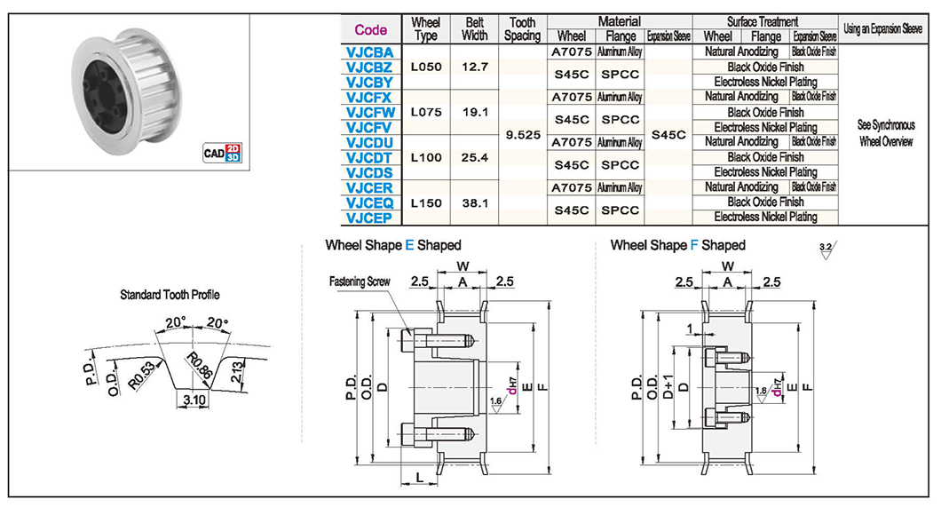 Keyless trapezoidal synchronous wheel L-tooth pitch 9.525Texture map