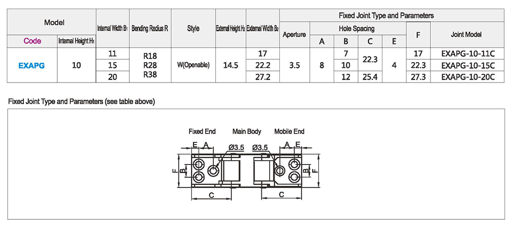 Press easy towing chain outside open 10 seriesParametric diagram1
