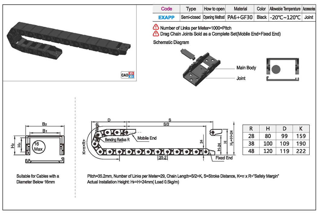 Small semi-closed towing chain inside open 18 seriesTexture map