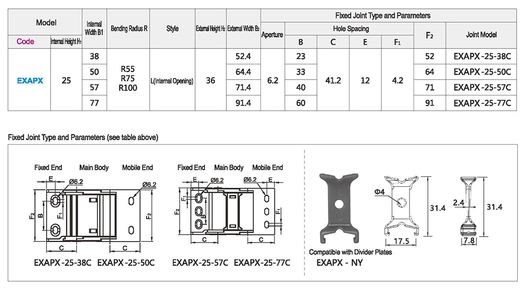 Small closed tow chain on both sides open 25 seriesParametric diagram1