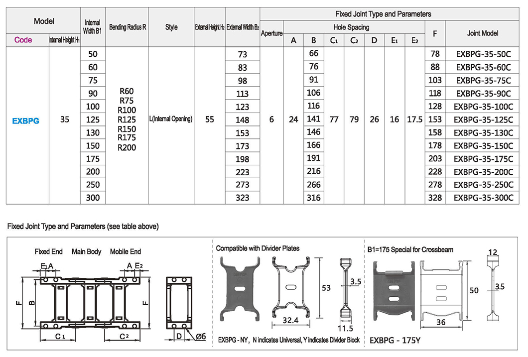 Enhanced bridge tow chain on both sides open 35 seriesParametric diagram1