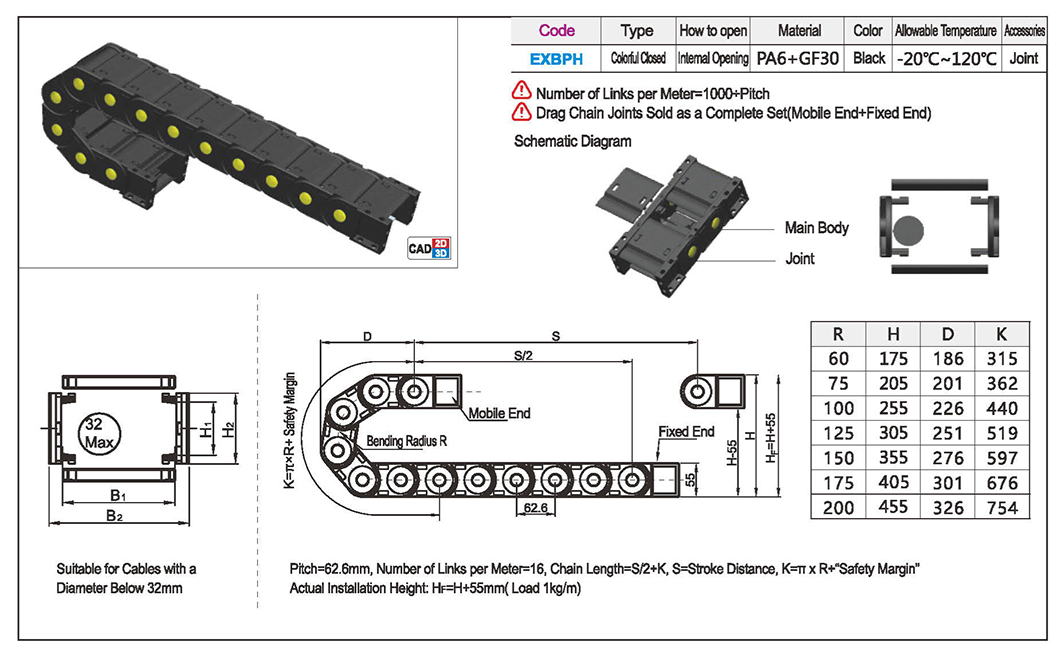 Enhanced closed tow chain on both sides open 35 seriesTexture map