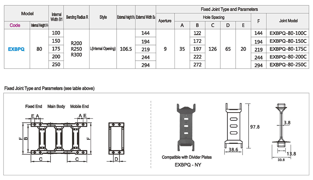 Enhanced bridge tow chain on both sides open 80 seriesParametric diagram1