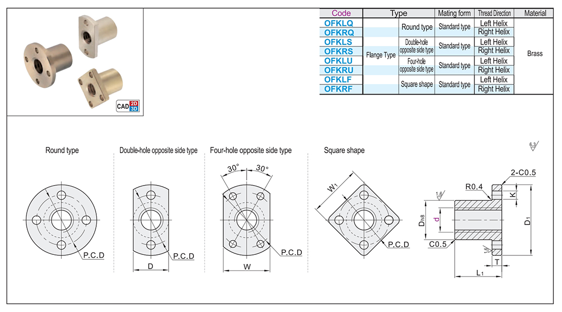 30 degree trapezoid lead screw nut flange typeTexture map