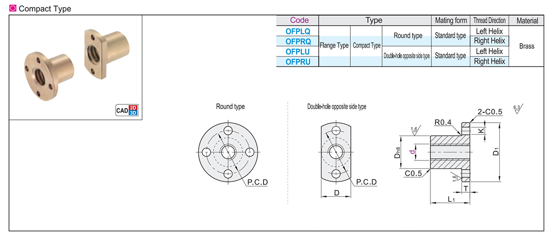 30 degree trapezoidal lead screw nuts compact flange typeTexture map