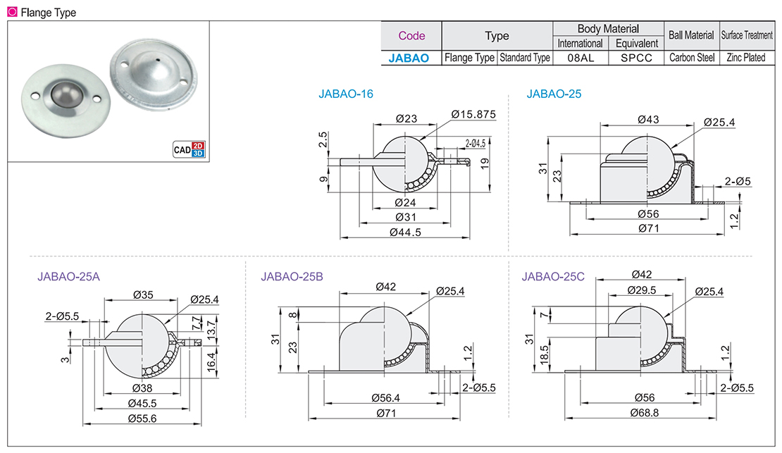 Steel universal ball flange stamping typeTexture map