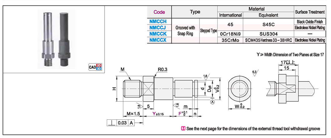 Overhang pin external thread mounting type with retainer groove step typeTexture map