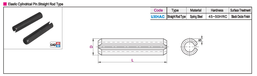 Elastic cylindrical pin straight rod typeTexture map