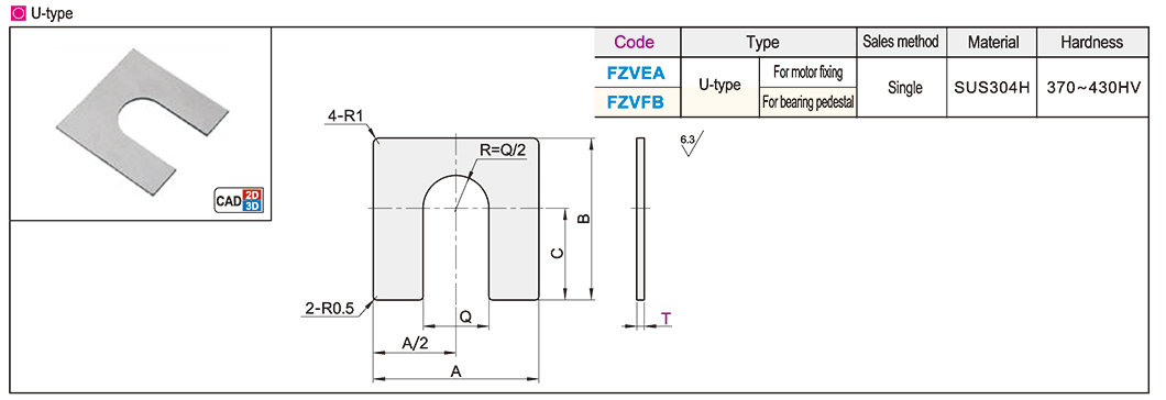 Precision gasket U-shapedTexture map