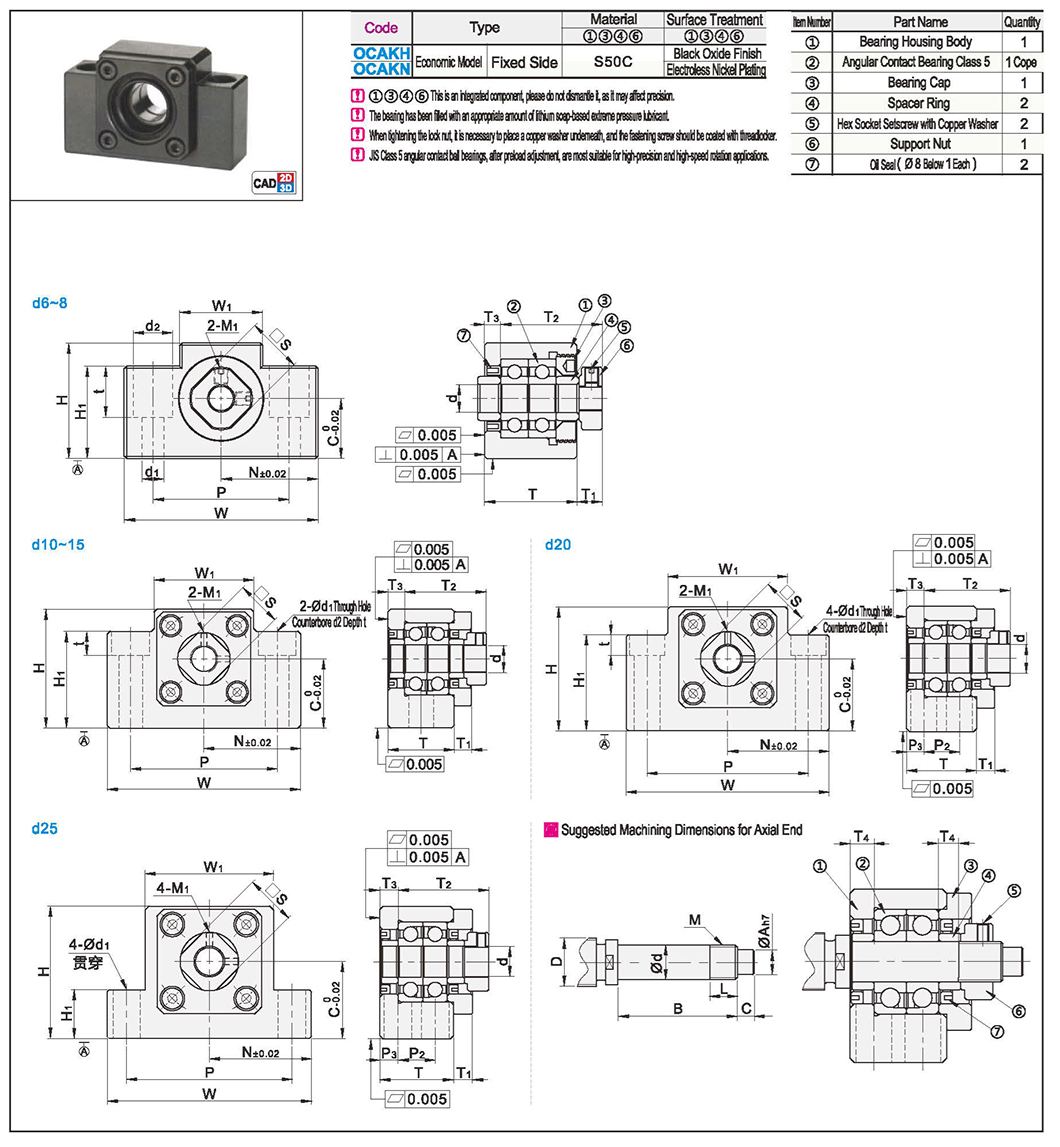 Square screw support assembly fixed side economic typeTexture map