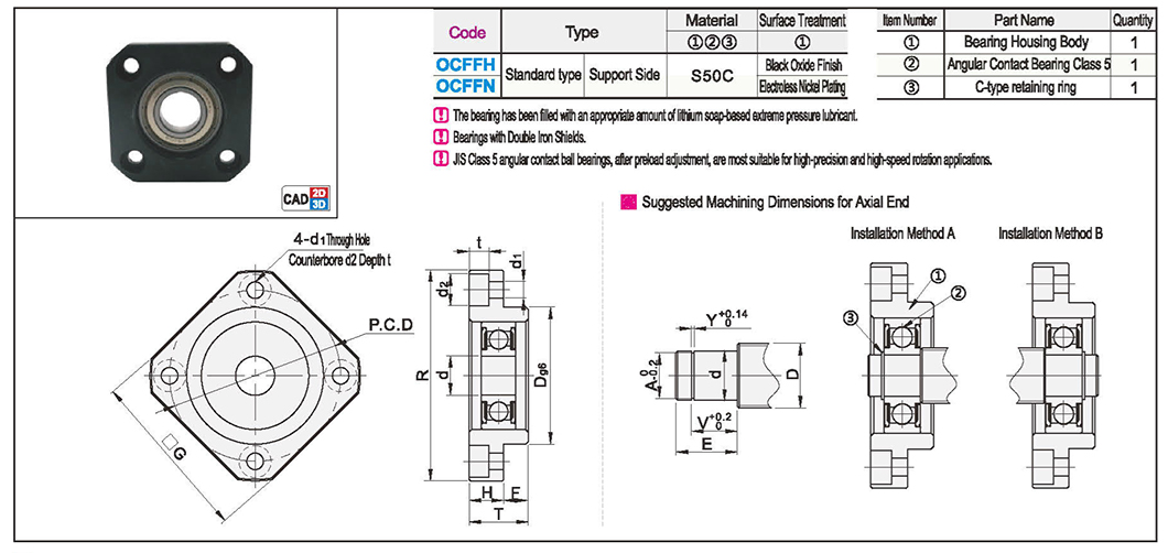 Round flange screw support assembly support side standard typeTexture map